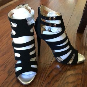 Black Strappy High Heel Sandals
